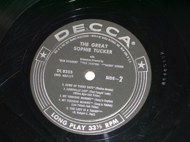 画像: SOPHIE TUCKER - THE GREAT / 1957 US ORIGINAL MONO LP 